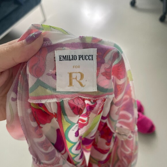 Emilio Pucci V Neckline Sleeveless Floral Dress Red Medium - Picture 7 of 9